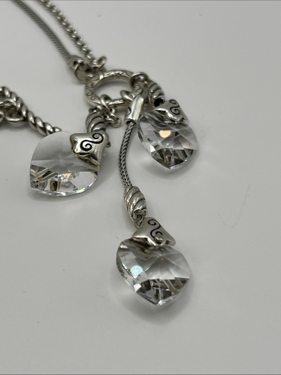 Brighton Jewelry - Brighton Kristall Heart Necklace Swarovski Crystals Double Chain Toggle Closure